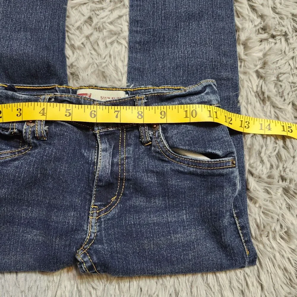 Levis 511 Slim Jeans Youth Girls‎ Size 8 Reg Low Rise Blue 24x22 Teens Stretch